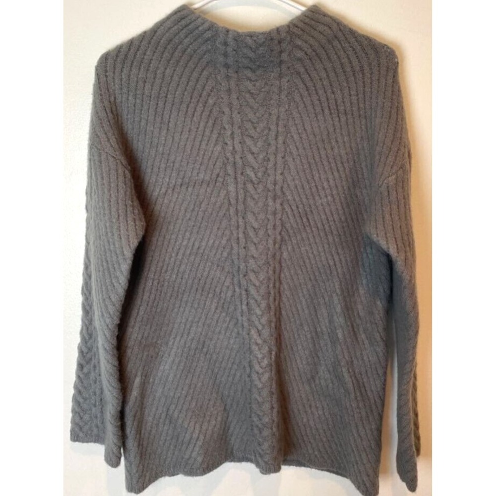 K By Kinnucans Sweater Womens Sz L Gray Cable Knit Mock Neck NWT